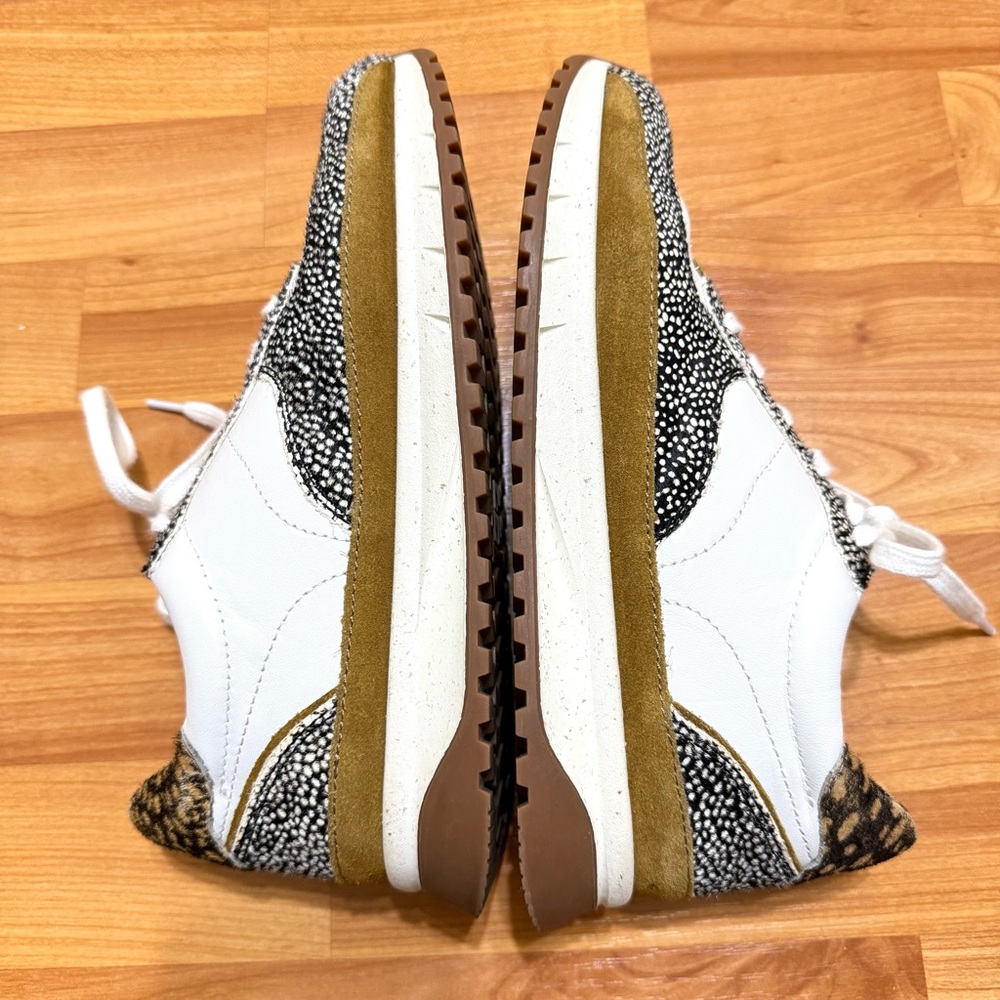 Madewell Leather Suede White Brown & Spotted Sneakers Gorgeous & Sanitized - Picture 5 of 10